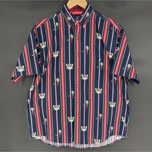 Gant Salty Dog Men's Imperial Poplin Striped Tennis Club Shirt M Navy Novelty